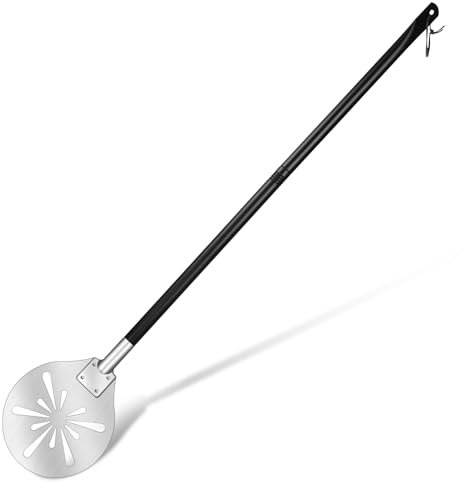 Onader 7 Inch Pizza Peel, Stainless Steel Perforated Round Pizza Paddle with Long Detachable Handle, Pizza Turning Shovel for Grill Oven Baking Pizza Bread, Easy Storage