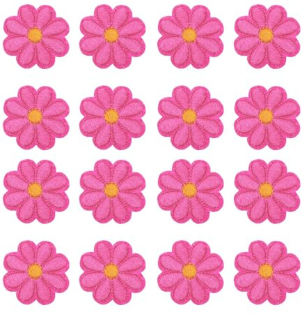 QUARKZMAN 24 Stück Blume Patches zum Aufbügeln, Florale Bestickte Aufnäher zum Aufbügeln, Flicken zum Aufbügeln für Hut Jeans Kleidung Rucksäcke DIY-Zubehör (Rosarot)