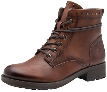 Tamaris Botines planos de encaje para mujer 1-25133-45, color coñac, talla 39 EU, coñac, 39 EU