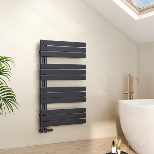 EMKE Badheizkörper Flach 1041x600 mm, Handtuchheizkörper mit Seitenanschluss, Effizienter Handtuchwärmer Handtuchtrockner Heizkörper Bad, Anthrazit, 670W