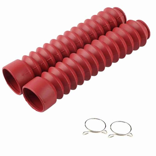 Universal Motorrad Gabelbalg - Gabelschutz, Staubschutz für Motorrad-Gabelbeine, Gummi Frontfork Gaiters (210 * 42mm, Rot)