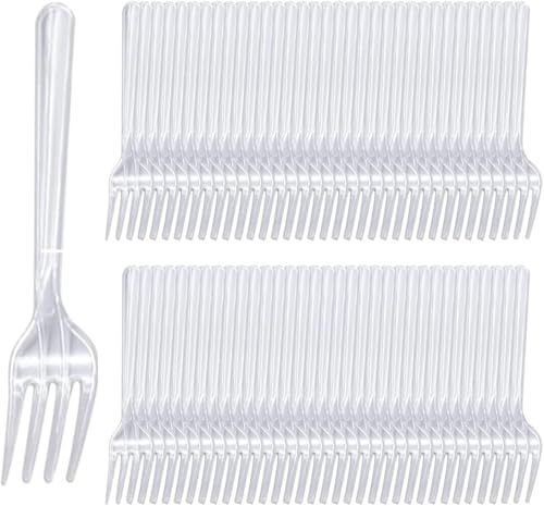 Shefa 50 Reusable Clear Forks, Heavy Duty Forks, Microwave-Safe Tablefork, 6 Long for Birthday, Parties, Camping, Catering and Wedding Cutlery Set
