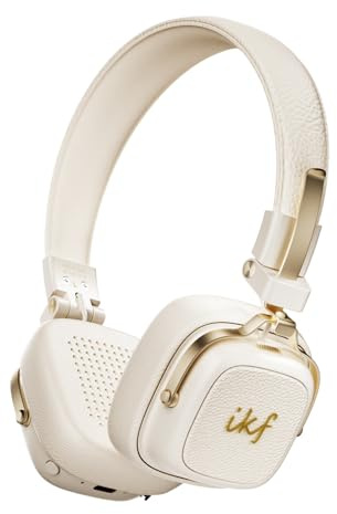 iKF E2 Retro kabellose Kopfhörer, On-Ear-Bluetooth-Kopfhörer, Bass-Sound, 90 Stunden Spielzeit, Bluetooth V6.0, Multipoint-Verbindung, abnehmbare Hörmuscheln, Schwarze Laptop-Kopfhörer für Reisen