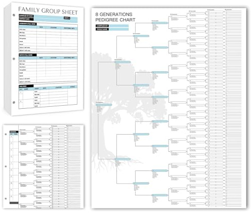 Släktträd diagram att fylla i – benvitt affischpapper – 8 generations släktforskningsdiagram