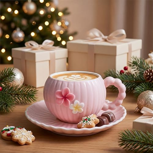 OHAANYY Taza de Café de Cerámica 250ml con Asa, Taza para Mocca Cappuccino & Diseño Mármol, Taza de Oficina Apta Lavavajillas para Café, Té, Regalo para Mujeres Hombres