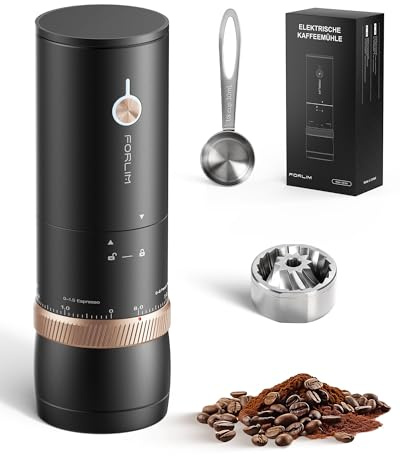 FORLIM Portable Burr Coffee Grinder, 80 Precision Settings, Single-Dose