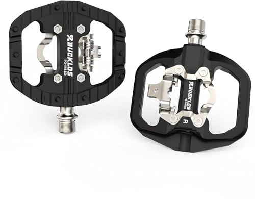 Pedales SPD para bicicleta de montaña SPD Flat Combo Pedales de doble cara, compatibles con Shimano SPD MTB/Carretera Pedales de Clic para Ciclismo Interior y Ciudad (Negro)