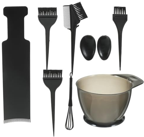 Kit de Coloration Capillaire Bol, Peigne, Pinceau et Cuillère Noirs en Plusieurs styles