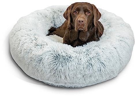 Best Friends by Sheri The Original Calming Donut - Beruhigendes Haustierbett - maschinenwaschbarer Reißverschluss-Bezug - Frostgrau - 91 x 91 cm - L
