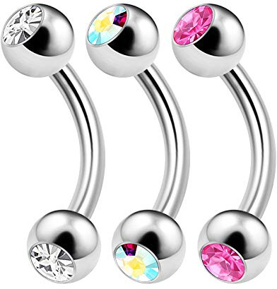 KJM FASHION 3 Stück 1,6 mm 14 G Stahl Bananenpiercing