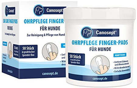 Canosept Ohrpflege Finger-Pads für Hunde 50 Stück – Ohrreiniger für Hunde - Pflege & Hygiene - Hunde Ohrenreinger - praktischer Ohrreiniger Hund - bei Ohrenentzündung Hund