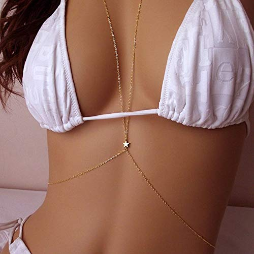 Jovono Star Body Chain Imbracatura Bikini Body Jewelry Catena Cintura per donne e ragazze (oro)