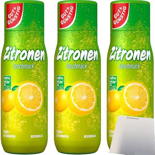 usy Bundle für Gut & Günstig Zitrone Getränkesirup 3er Pack (3x500ml Flasche) + usy Block