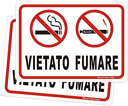 Cartello Vietato Fumare in Alluminio， Vietato Fumare sigarette ，180 X 250 mm
