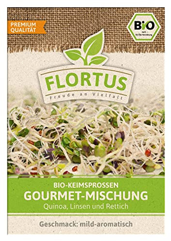 FLORTUS BIO Keimsprossen Gourmet-Mischung (Quinoa, Linsen und Rettich) | Gesunde & leckere Keimsprossen | Sprossensaat | Keimsprossen | Keimsaaten