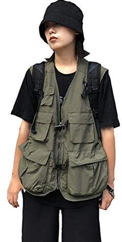 Damen Anglerweste Journalist Fotografie Atmungsaktiv Weste Reisejacke Mantel Multi-Tasche Jacke