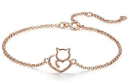 Belons Damen Charm Armband 925 Sterling Silber Katze Kätzchen Armkette Mädchen Armkettchen Fußkettchen