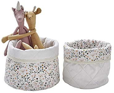 Vertbaudet 2er-Set Aufbewahrungskörbe „Blumenzauber“ beige ONE Size