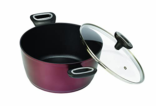 Jata CF922 - Cacerola Inducción Antiadherente, Aluminio Forjado, Diámetro 22 cm, Capacidad 2,6 Litros, Apta para Todas Cocinas Incluida Inducción, Libre PFOA, Incluye tapa cristal Temperit