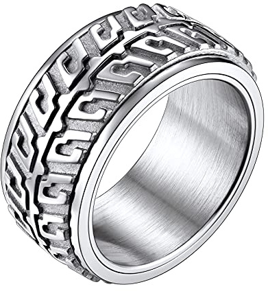 Richsteel Anillo Original Anti Estres Acero Inoxidable para Hombre Midi Anillo Sortija Que Puede Girar, Platino