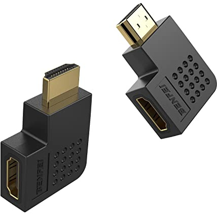 BENFEI Adattatore HDMI maschio a femmina ad angolo retto di 90 gradi – Confezione da 2 risoluzioni fino a 4Kx2K, supporto 1440P, 1080P