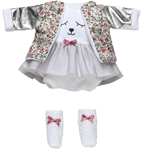 Llorens 1095353 Puppenkleidung für 35cm Puppen, Festliches Kleiderset Bärchen, Puppenzubehör