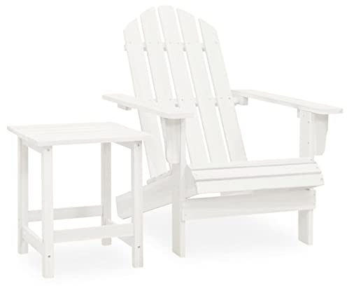 Tidyard Adirondack Gartenstuhl mit Tisch Liegestuhl Sonnenliege Gartenstuhl Gartensessel Deckchair Gartenmöbel Massivholz Tanne Weiß