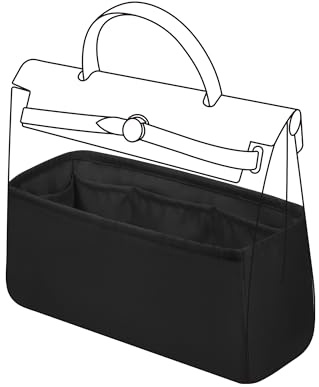 DGAZ Handtaschen Organizer Einsatz, Seide Innentasche für Hermes Herbag 31/39/50 Taschen, Leicht Organizer Innentaschen (Schwarz, Herbag31)