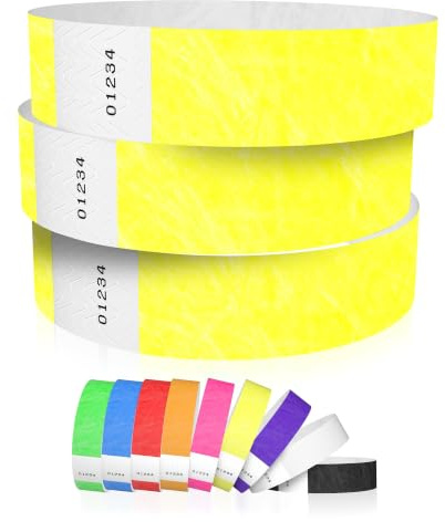 1,200 WristCo Neon Yellow Tyvek Wristbands for Events - Tamper-Proof Design & Fluorescent Color Prevent Reuse Premium-Grade Bracelets for Hospital & Medical ID, Party & VIP Identification