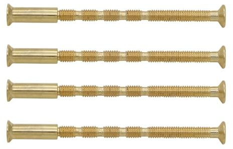 VINLIN Set von 4pcs Gold M4 Türgriff durch Befestigungsschraube und Hülse für UPVC Windsor Türgriff Kit Schloss Knopf Andere Messing