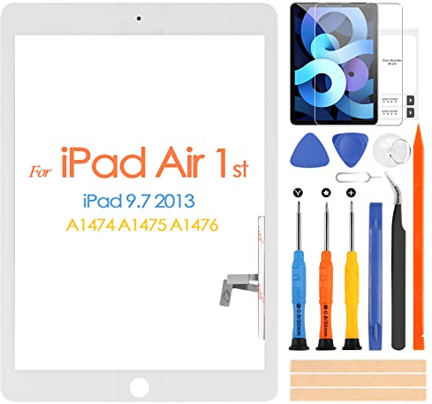 ARSSLY Touchscreen Digitizer für iPad Air 1. iPad 5, Touchscreen vorne, inklusive Reparaturwerkzeug, ohne Home-Taste (kein LCD-Display)