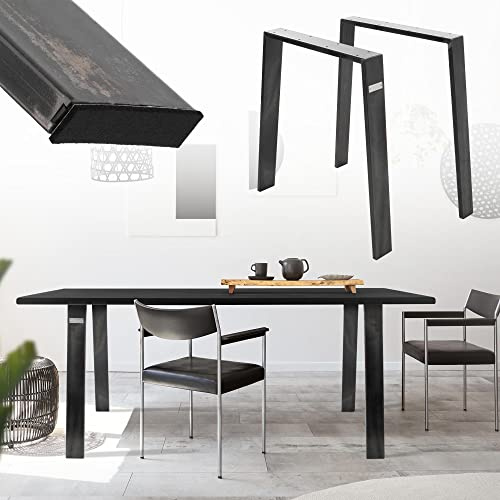 ML-Design 2X Patas de Mesa Loft 75 x 72 cm Soporte Gris Oscuro de Acero Inoxidable Bastidor para Mesa de Centro Base de Tablero Sostén para Esctritorio Pie Armazón Velador Marco Diseño Industrial