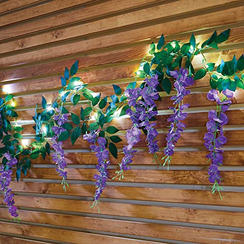 180cm Solar Light Artificial Wisteria Garland Purple Vine For Outdoor Garden Wedding Wall