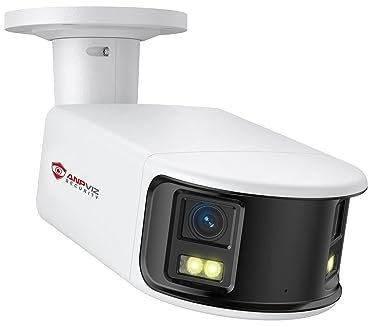 Anpviz 4K/8MP PoE 180 Degree IP Dual-Lens Security Camera Outdoor, 180° Panoramic Wide Angle Wired Bullet Camera with Human/Vehicle Detection, Two Way Talk, Built-in MicroSD Card Slot (H Series)
