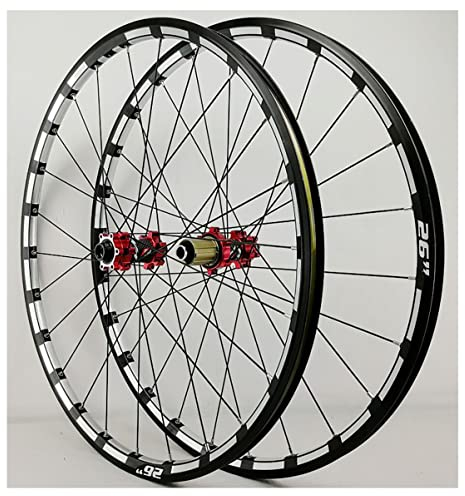 ZCXBHD Mountainbike-Laufradsatz 26/27.5'' 29 Zoll MTB Scheibenbremse Steckachse Laufräder Straight Pull Speichen Felge 24H Nabe Für 7 8 9 10 11 12 Gang Kassette (Color : Red, Size : 27.5in)