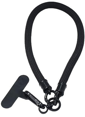 BAWAKO Premium Schlüsselband mit Karabinerhaken, Handband für Schlüssel Namensschild Handy Kamera, Schnappfeder, Schlüsselanhänger Damen und Herren, Lanyard rund gewebt (Schwarz)