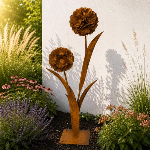 Terma Rost 3D Pusteblume XXL 90 cm Höhe Pusteblume Gartendeko rost Gartenfigur groß Metallfigur Garten Schild Dekostecker Rostgartendeko rostdeko Gartendeko Metall deko Metallstecker Edelrost…