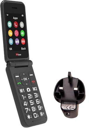 TTfone TT760 Flip 4G Big Button Mobile Phone for the Elderly with Emergency Assistance button Unlocked Basic Mobile Phone (Black, with Mains Charger)