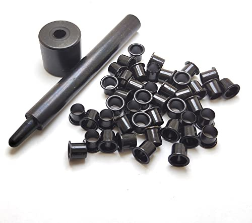 1 Set Tools with 100pcs #8-9-8.4mm (.294 Length Under Flange x 1/4 Outside Diameter) Brass Black Eyelets Rivets for .080 - .093 Kydex Holster