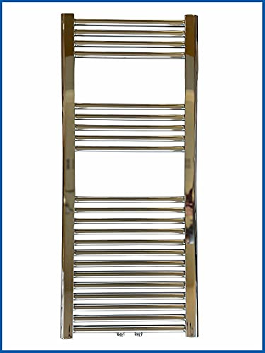 LIDYA Badheizkörper Hochglanz Chrom 400 x 900 mm | Gerade, Mittelanschluss, Handtuchtrockner, Handtuchwärmer