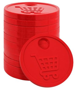 CombiCraft jeton de Caddie Plastique, Format de 50 centimes, jeton de Caddie Rouge, Emballage de 100 pièces, Adapter pour Chariots de supermarché, casiers, casiers de Piscine et Plus