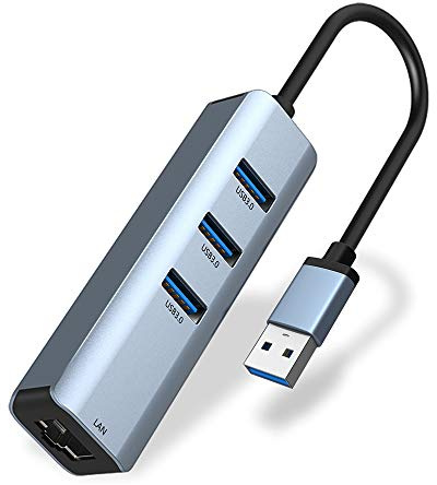 Adaptateur USB vers Ethernet, Hub Ethernet 3 Ports USB 3.0 avec Adaptateur Ethernet Gigabit RJ45 1 Gbps, pour MacBook Air 2017, iMac, XPS, Surface Pro, Linux, Chromebook, Ordinateur Portable et Plus