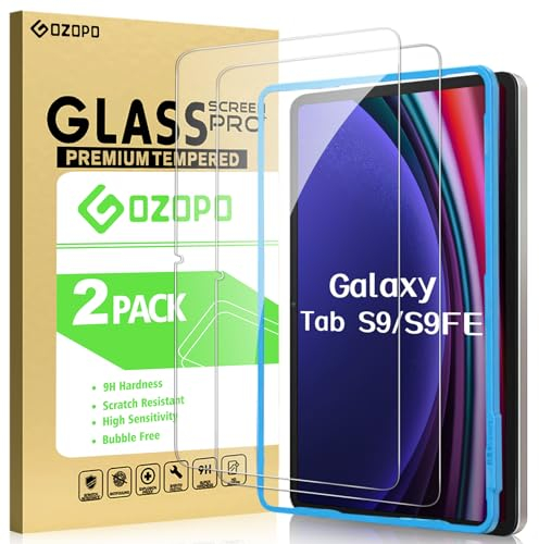 GOZOPO Screen Protector for Samsung Galaxy Tab S10 Lite / S10 FE / S9 FE (10.9), with Easy Installation Frame 9H HD Tempered Glass Film for Galaxy Tab S9 11 inch - 2 Pack