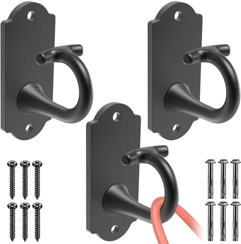 Kipika Wall Mount Workout Anchors - Heavy Duty Steel Home Gym Anchors for Resistance Bands, Strength Training & Physical Therapy - Space-Saving Hooks with Secure G-Shaped Design, 3 Pack