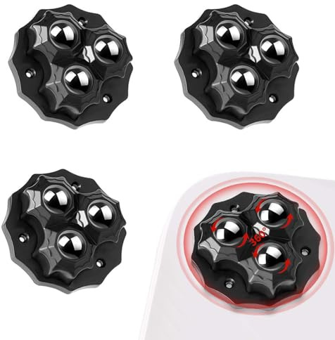 SVOCK Kleine Rollen für Möbel Mini, 4pcs Kleine Möbelrollen mit 3 Bällen, Selbstklebende Möbelrollen Groß Rollen Möbel, Selbstklebende Lenkrollen Schwarz, Mini Caster Wheels Aufbewahrungsbox für Möbel