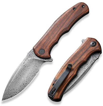 CIVIVI Mini Praxis Klappmesser mit 7,56 cm Damastklinge und Guibourtia-Holzgriff C18026C-DS1