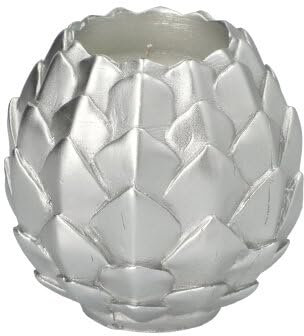 6x Kugelkerze Ø 10 cm silber Pine Cone