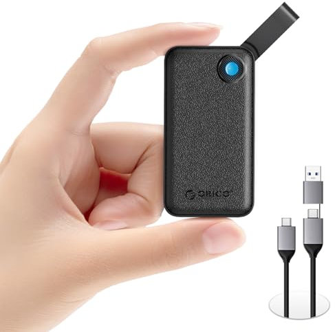 ORICO SSD Externo 512GB, Disco Duro Externo SSD hasta 2000 MB/s, USB 3.2 Gen 2x2 SSD Portatil con Cable USB C 2 en 1, Compatibilidad con Teléfonos Inteligentes, PS5, Xbox, PC, MacBook/Pro/Air - B20