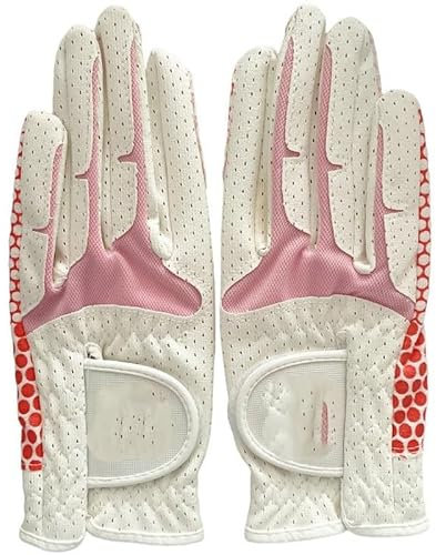 LSHIJI Golfhandschuhe Golfhandschuhe for Damen, atmungsaktiv, Rutschfester Aufdruck, for alle Vier Jahreszeiten (Hände) Golfhandschuh(Pink,21)