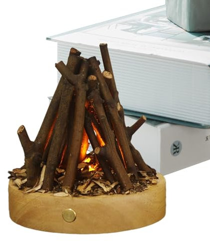 Opilroyn Bûches de cheminée LED – Veilleuse de feu de camp avec contrôle tactile, 3 modes réglables, petite lampe électrique à DEL, décorations d'Halloween, de Noël, de festival pour l'hiver
